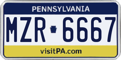 PA license plate MZR6667