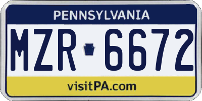 PA license plate MZR6672