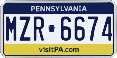 PA license plate MZR6674