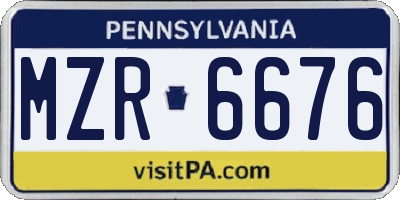 PA license plate MZR6676