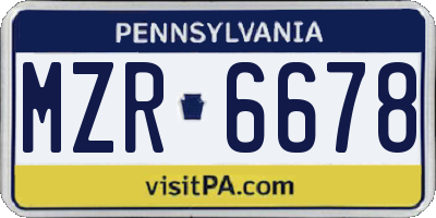 PA license plate MZR6678