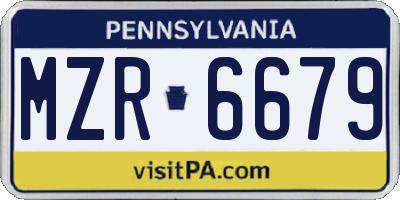 PA license plate MZR6679