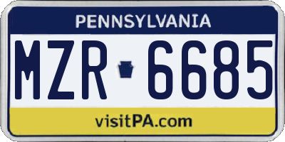 PA license plate MZR6685