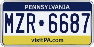 PA license plate MZR6687
