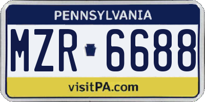 PA license plate MZR6688