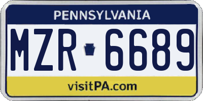 PA license plate MZR6689