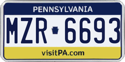 PA license plate MZR6693