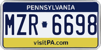 PA license plate MZR6698