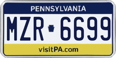 PA license plate MZR6699