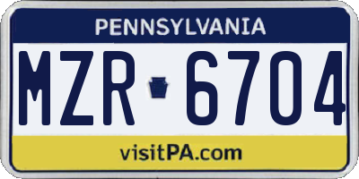 PA license plate MZR6704