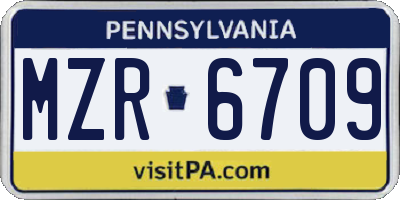 PA license plate MZR6709