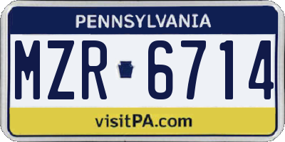 PA license plate MZR6714