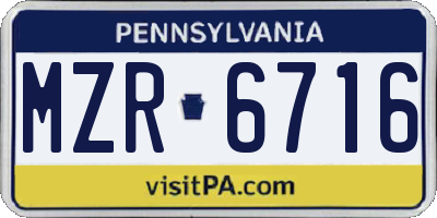 PA license plate MZR6716