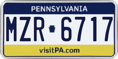 PA license plate MZR6717
