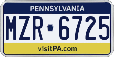 PA license plate MZR6725