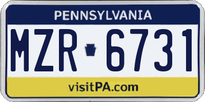 PA license plate MZR6731