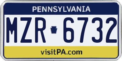 PA license plate MZR6732