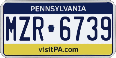 PA license plate MZR6739