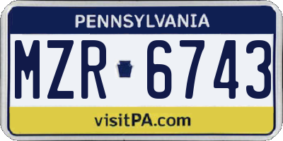 PA license plate MZR6743