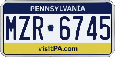 PA license plate MZR6745