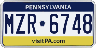 PA license plate MZR6748