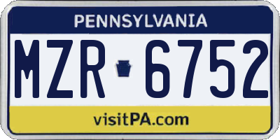 PA license plate MZR6752