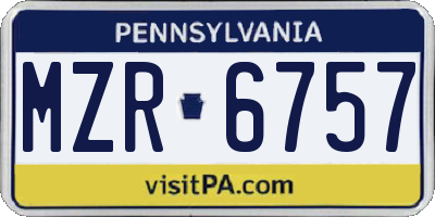 PA license plate MZR6757