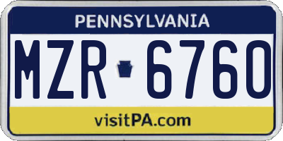 PA license plate MZR6760