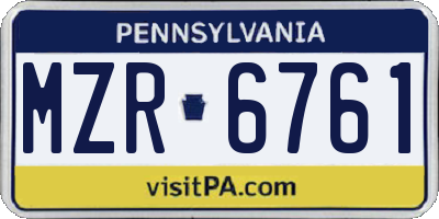 PA license plate MZR6761