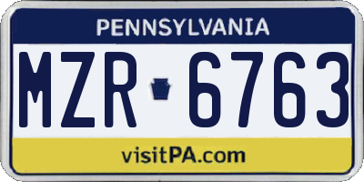 PA license plate MZR6763