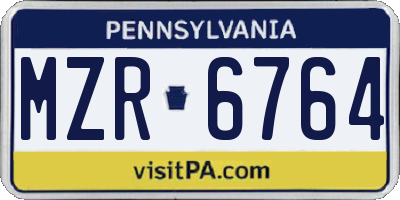 PA license plate MZR6764