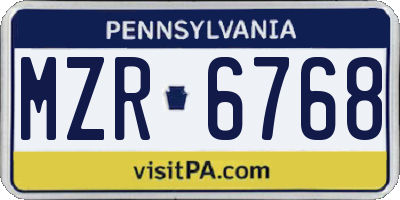 PA license plate MZR6768