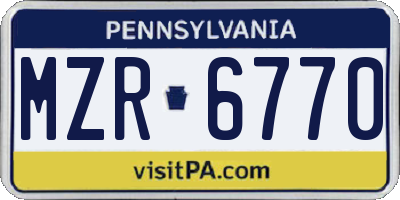 PA license plate MZR6770