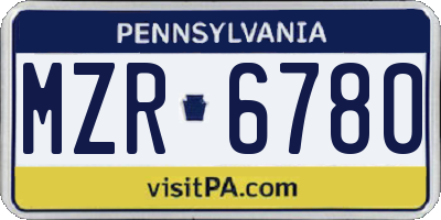 PA license plate MZR6780