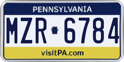 PA license plate MZR6784