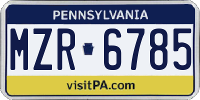 PA license plate MZR6785