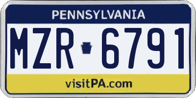 PA license plate MZR6791