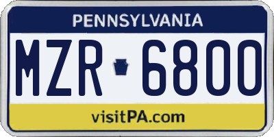 PA license plate MZR6800
