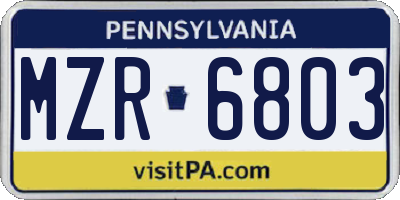 PA license plate MZR6803