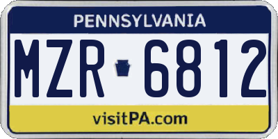 PA license plate MZR6812