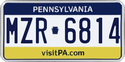PA license plate MZR6814