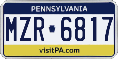 PA license plate MZR6817