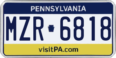 PA license plate MZR6818