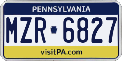 PA license plate MZR6827