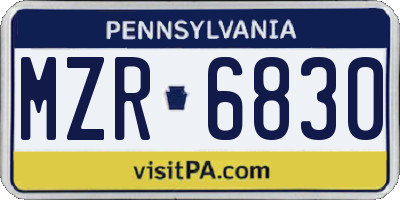 PA license plate MZR6830