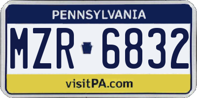 PA license plate MZR6832