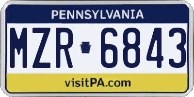 PA license plate MZR6843