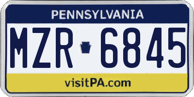 PA license plate MZR6845