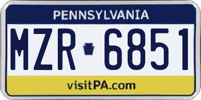 PA license plate MZR6851