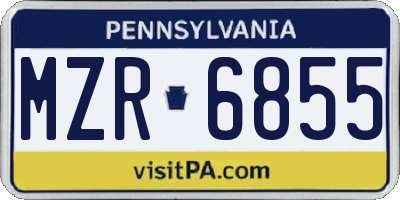 PA license plate MZR6855